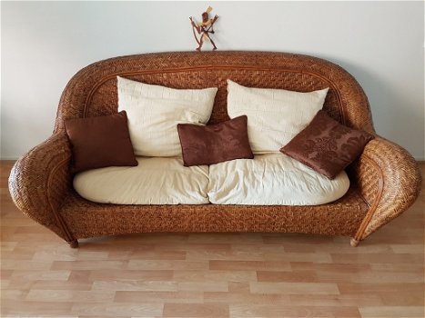 unieke handgemaakte rieten sofa - 1