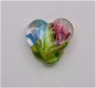 Handgemaakt hart van glas met bloemen nieuw. - 1 - Thumbnail