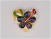 Handgemaakt hart van glas met paarse bloem nieuw. - 0 - Thumbnail