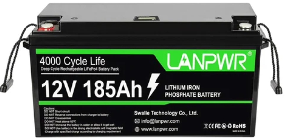 LANPWR 12V 185Ah LiFePO4 Lithium Battery - 0