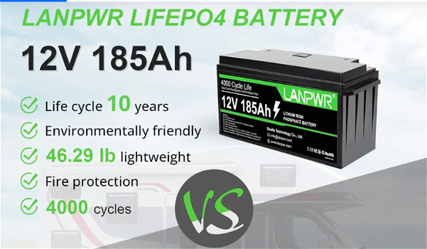 LANPWR 12V 185Ah LiFePO4 Lithium Battery - 1