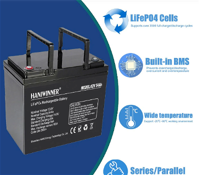 HANIWINNER HD009-07 12.8V 54Ah LiFePO4 Lithium Battery - 4
