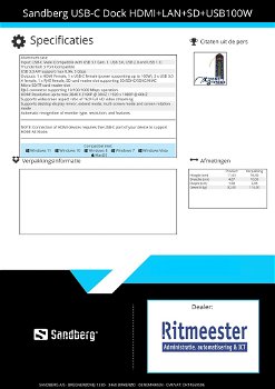 USB-C Dock HDMI+LAN+SD+USB 100W - 3