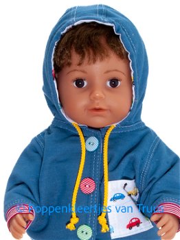 Baby Born 43 cm Jongens jasje blauw/wit/auto's - 1