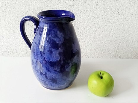 Mooie blauwe vaas / kan van aardewerk - 0