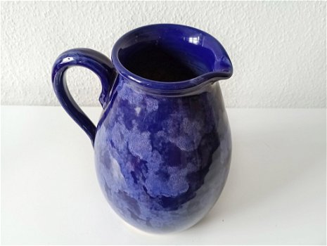Mooie blauwe vaas / kan van aardewerk - 1