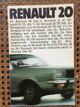 Brochure RENAULT 20 uit jaren 70 (D713) - 0