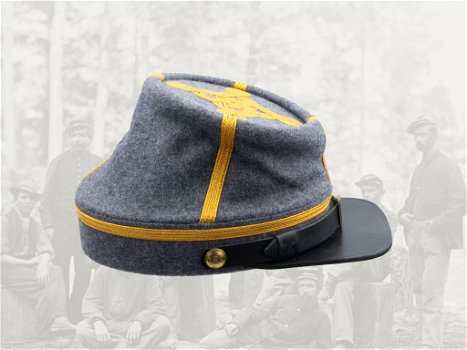 Pet,Kepi,CSA,Confederate,States,Army,Majoor,Civil,War,Grijs - 1