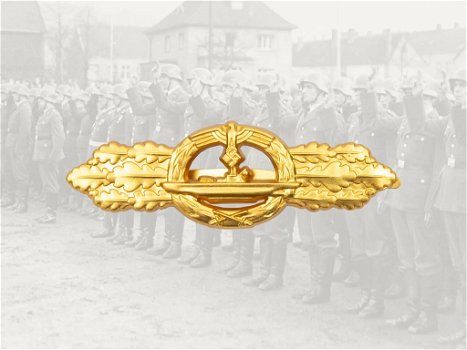 Embleem,Badge,Duitsland,WWII,Kriegsmarine,U-Boot,Gold - 0