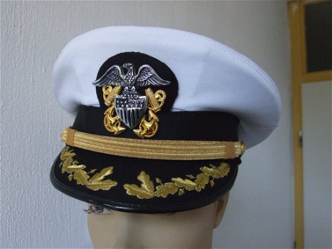 Pet,Kepi,US,Navy,Captain,Kapitein,Wit,Zwart,Goud - 1