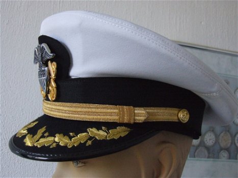 Pet,Kepi,US,Navy,Captain,Kapitein,Wit,Zwart,Goud - 2