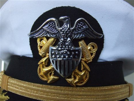 Pet,Kepi,US,Navy,Captain,Kapitein,Wit,Zwart,Goud - 6