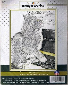 Borduurpakket Piano Cat van Design Works - 0