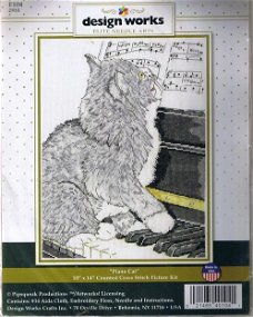 Borduurpakket Piano Cat van Design Works