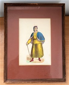 Lithografie Tibetaanse klederdracht Tibet Duverger A67-2