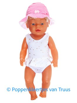Baby Born 43 cm Badpak setje/roze/wit/stipjes - 0