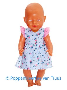 Baby Born 43 cm Jurk setje blauw/roze/roosjes