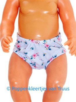 Baby Born 43 cm Jurk setje blauw/roze/roosjes - 3