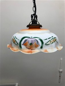 Zeer Fraai Art-Nouveau Glazen Hanglampje.