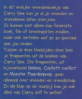 CARRY SLEE VRIENDENBOEKJE - Carry Slee - 1