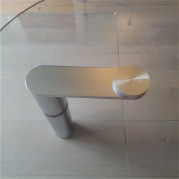 glazen design salontafel met draaibaar plateau i.z.g.s - 4