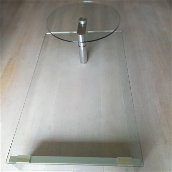glazen design salontafel met draaibaar plateau i.z.g.s - 6