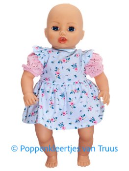 Baby Annabell 43 cm Jurk setje blauw/roze/roosjes - 0