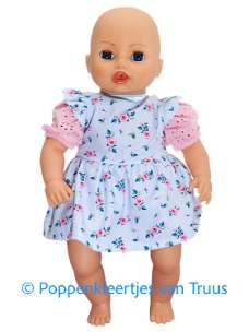 Baby Annabell 43 cm Jurk setje blauw/roze/roosjes