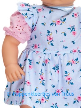 Baby Annabell 43 cm Jurk setje blauw/roze/roosjes - 1