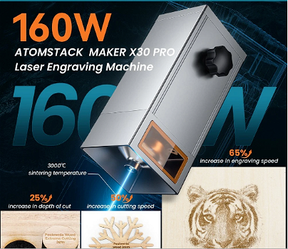 ATOMSTACK Maker X30 Pro 33W Laser Cutter + R3 Pro Rotary Roller + F1 Laser Bed - 2