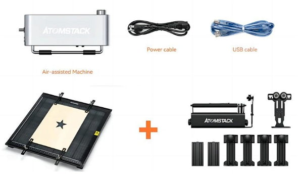 ATOMSTACK Maker X30 Pro 33W Laser Cutter + R3 Pro Rotary Roller + F1 Laser Bed - 4