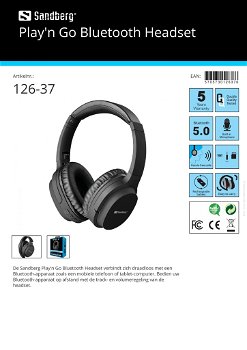 Play'n Go Bluetooth Headset verbindt met Bluetooth-apparaat mobiele telefoon of tablet-computer - 2