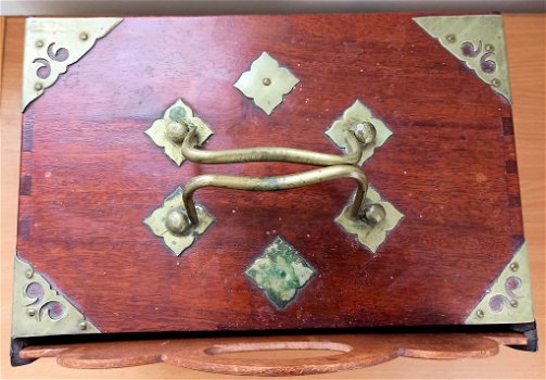 Antieke houten Mahjong kist A87 - 5