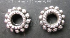 tibetaans zilveren spacers 04 - 08 mm: 10 voor 0,75