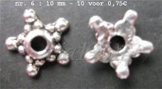 tibetaans zilveren spacers 06 - 10 mm : 10 voor 0,75