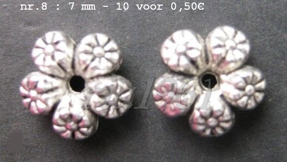 tibetaans zilveren spacers 08 - 7 mm - 10 voor 0,50€ - 0