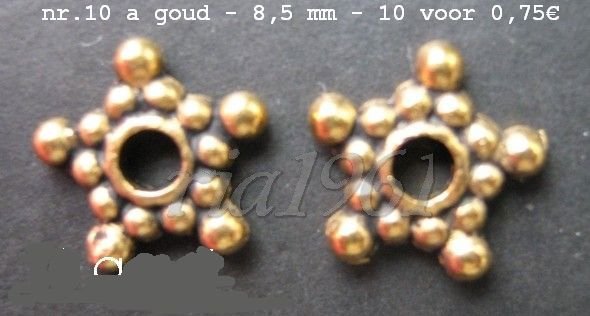 tibetaans zilveren spacers 10 goud - 8,5 mm : 10 voor 0,75 - 0