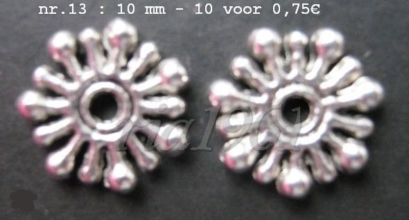 tibetaans zilveren spacers 13 - 10 mm - 10 voor 0,75€ - 0