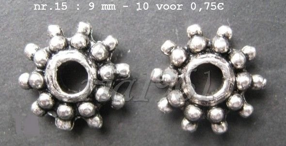 tibetaans zilveren spacers 15 - 9 mm: 10 voor 0,75€ - 0