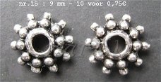 tibetaans zilveren spacers 15 - 9 mm: 10 voor 0,75€