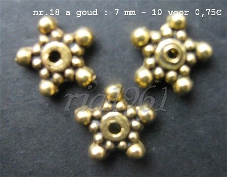 tibetaans zilveren spacers 18 goud - 7 mm - 10 voor 0,75€ - 0