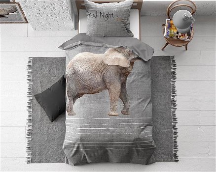 Dekbedovertrek Goodnight Elephant Grijs 140 x 200 - 1