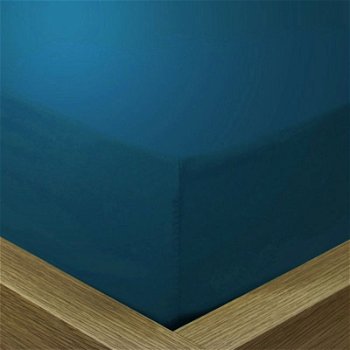 Hoeslaken Katoen Blauw 90 x 200 + 30 cm - 0