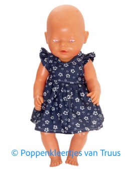 Baby Born 43 cm Jurk setje donkerblauw/bloemetjes - 0