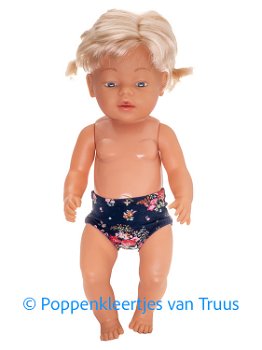 Baby Born 43 cm Jurk setje donkerblauw/roosjes - 2