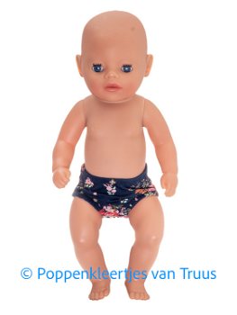 Baby Born Soft 36 cm Jurk setje donkerblauw/roze/roosjes - 2