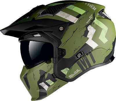 HELM MT STREETFIGHTER GROEN SV SKULL MAAT S MOTOR SCOOTER - 0