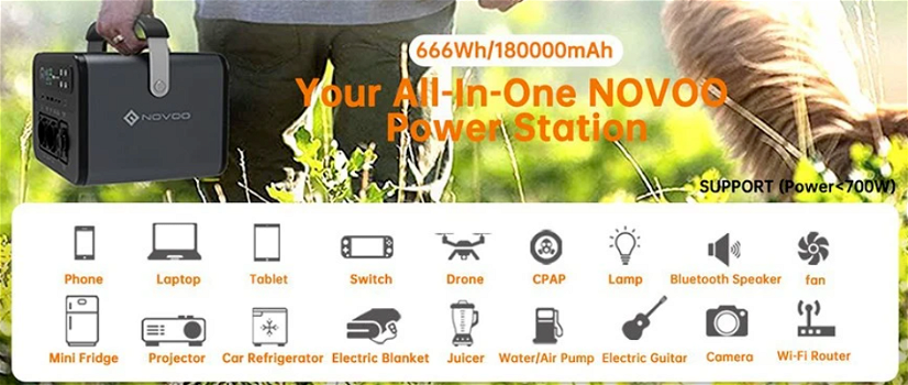 NOVOO RPS700 700W Portable Power Station, 666Wh/180000mAh - 4