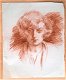 A93-9 Oude tekening Portret dame en face - met watermerk - 0 - Thumbnail