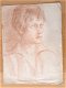 A493-10 Oude tekening Driekwart portret dame - met watermerk - 0 - Thumbnail